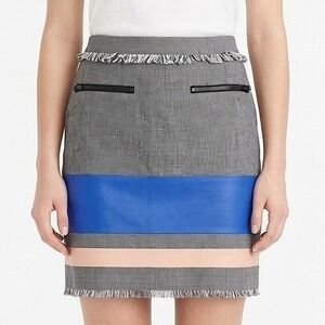 Endless Rose Women's Small Black Check Frayed Hem Trendy Peach Stripe Mini Skirt